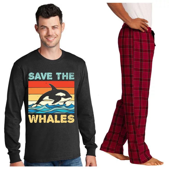 Save The Whales Retro Vintage Orca Whale Long Sleeve Pajama Set