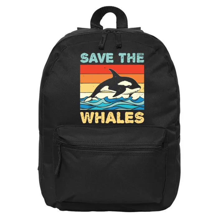 Save The Whales Retro Vintage Orca Whale 16 in Basic Backpack