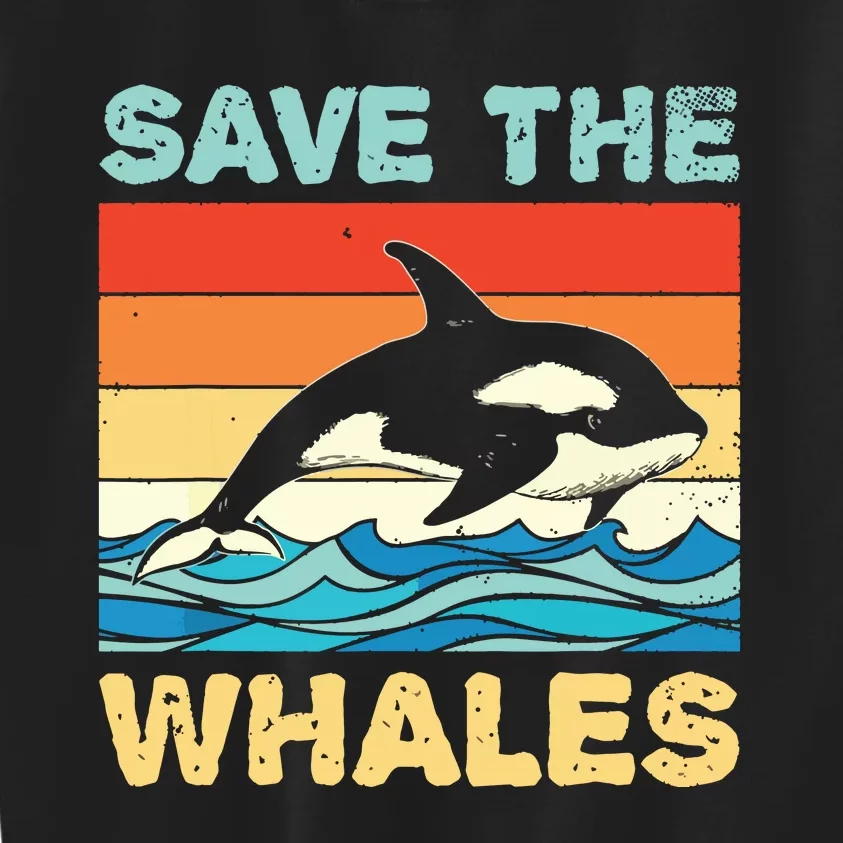 Save The Whales Retro Vintage Orca Whale Kids Sweatshirt