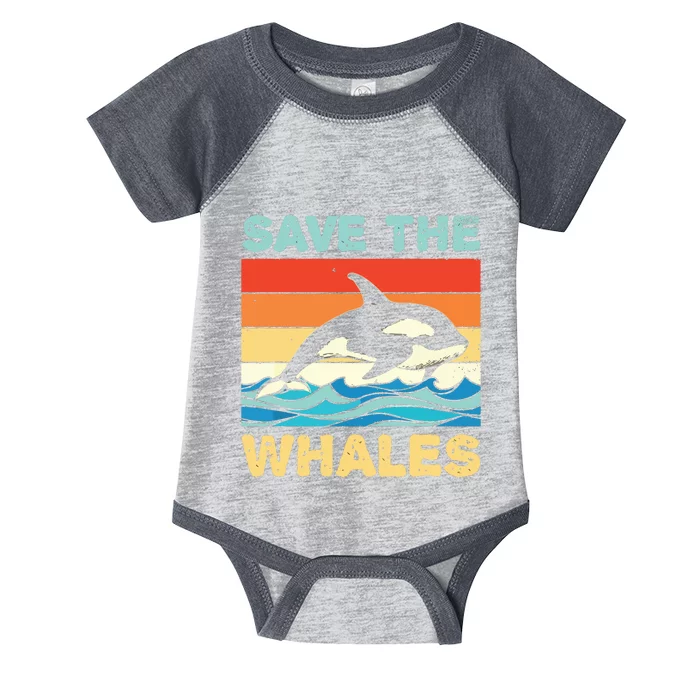 Save The Whales Retro Vintage Orca Whale Infant Baby Jersey Bodysuit