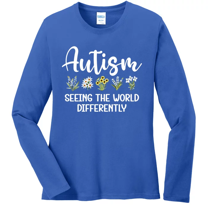 Seeing The World Differently Autism Awareness Wildflowers Great Gift Ladies Long Sleeve Shirt