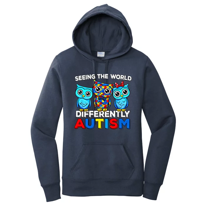 Seeing The World Differently Autism Owl Gift Women's Pullover Hoodie