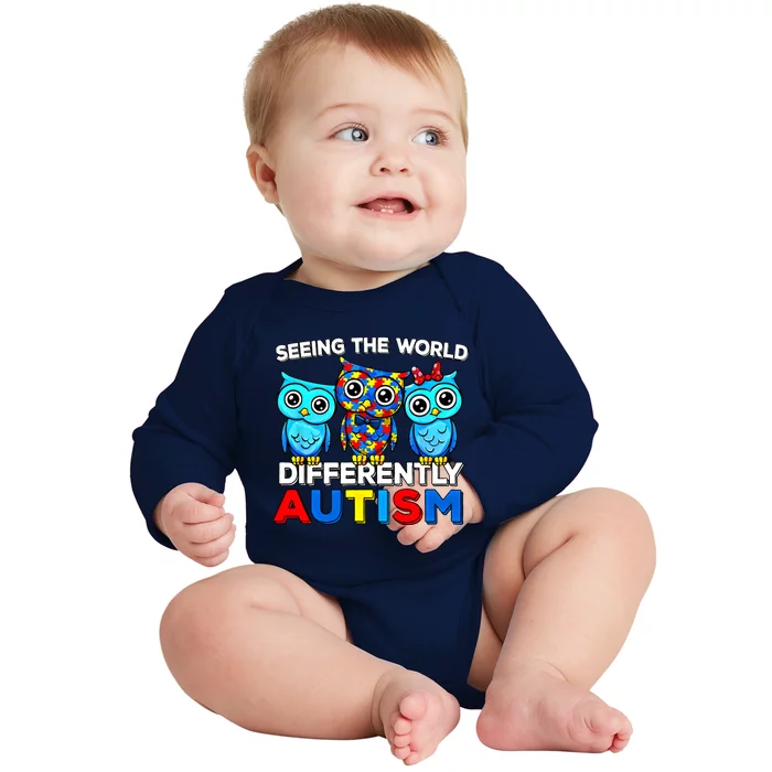 Seeing The World Differently Autism Owl Gift Baby Long Sleeve Bodysuit