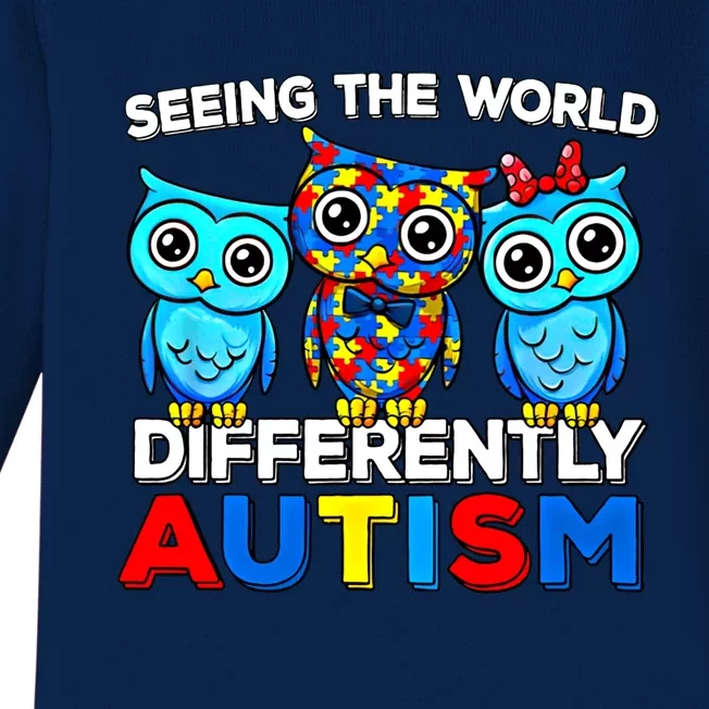 Seeing The World Differently Autism Owl Gift Baby Long Sleeve Bodysuit