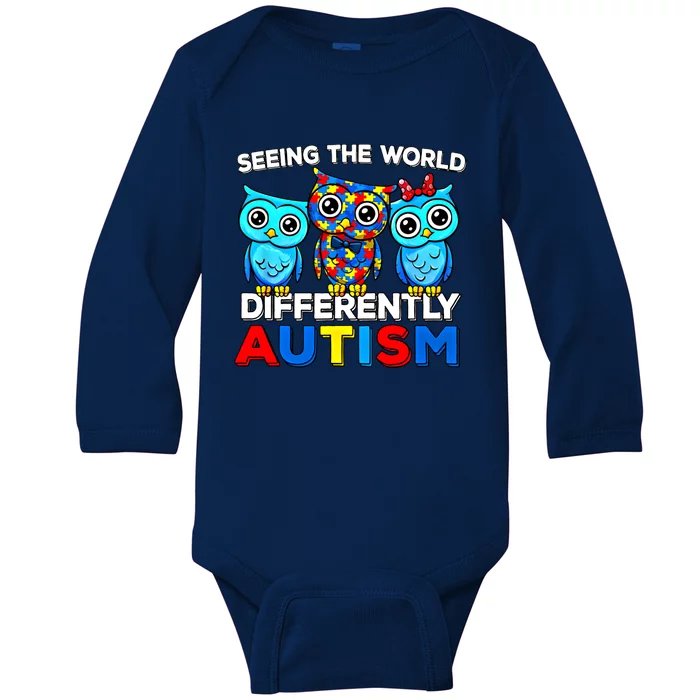 Seeing The World Differently Autism Owl Gift Baby Long Sleeve Bodysuit