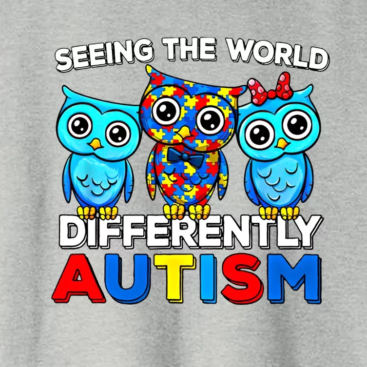 Seeing The World Differently Autism Owl Gift Women's Crop Top Tee