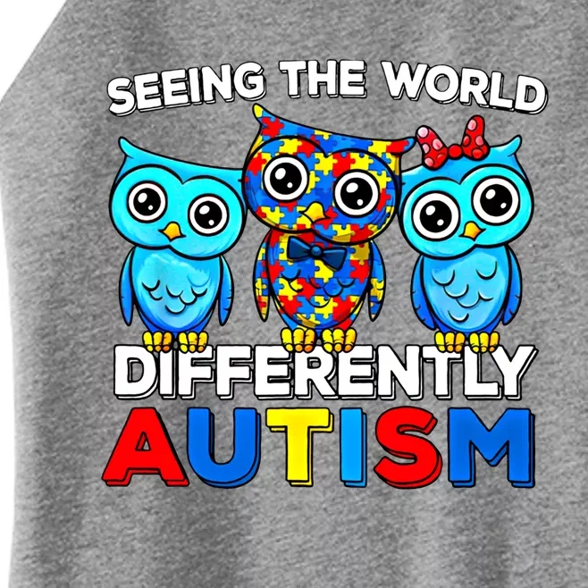 Seeing The World Differently Autism Owl Gift Women’s Perfect Tri Rocker Tank