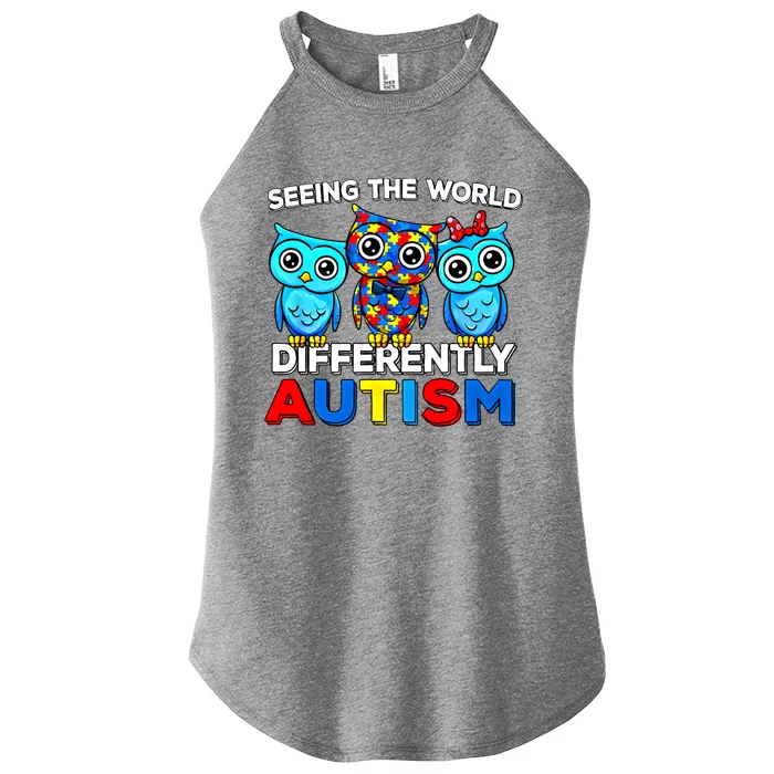 Seeing The World Differently Autism Owl Gift Women’s Perfect Tri Rocker Tank