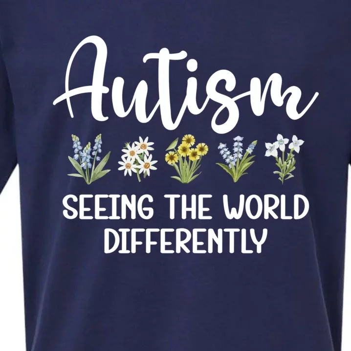 Seeing The World Differently Autism Awareness Wildflowers Gift Sueded Cloud Jersey T-Shirt