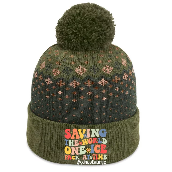 Saving The World One Ice Pack At Time Groovy School Nurse Cool Gift The Baniff Cuffed Pom Beanie