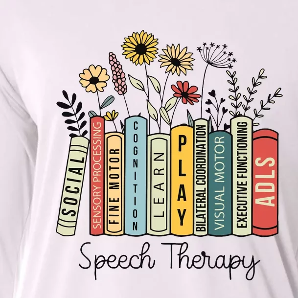 Speech Therapy Wildflowers Slp Speech Language Pathologist Cooling Performance Long Sleeve Crew