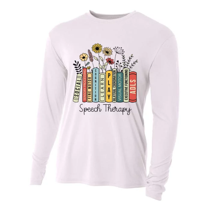 Speech Therapy Wildflowers Slp Speech Language Pathologist Cooling Performance Long Sleeve Crew