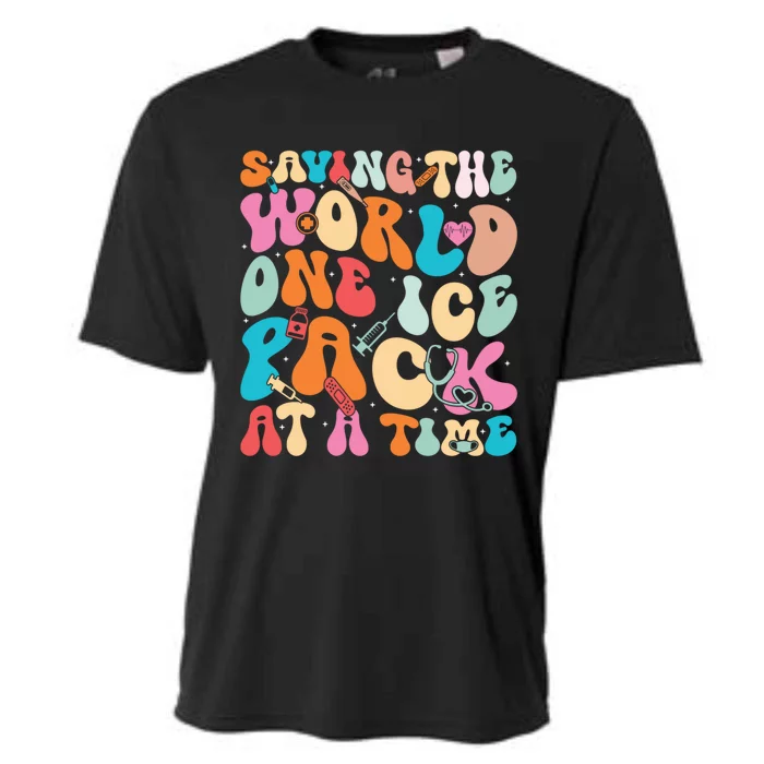 Saving The World One Ice Pack At Time School Nurse Week Great Gift Cooling Performance Crew T-Shirt