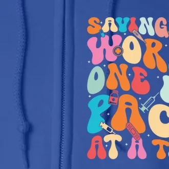 Saving The World One Ice Pack At Time School Nurse Week Great Gift Full Zip Hoodie