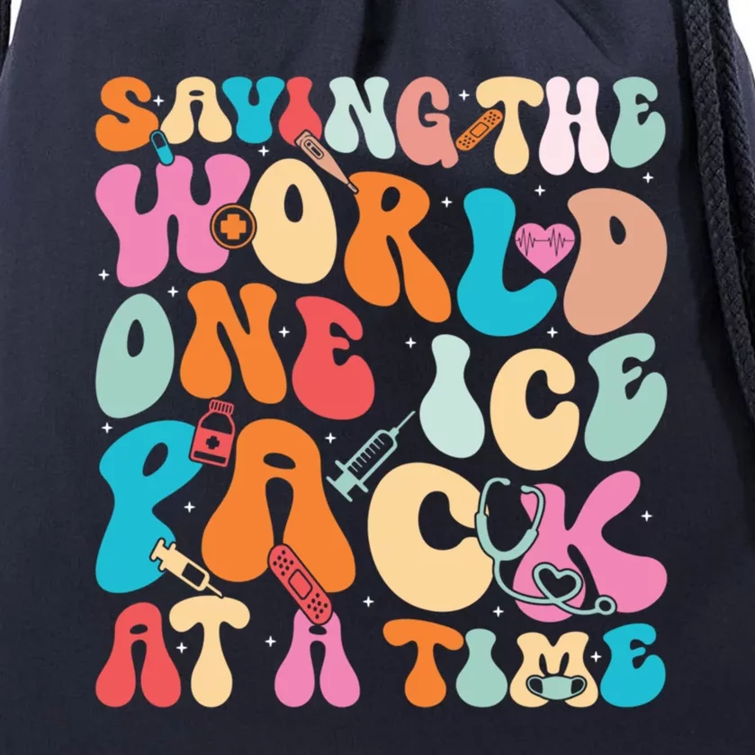 Saving The World One Ice Pack At Time School Nurse Week Great Gift Drawstring Bag