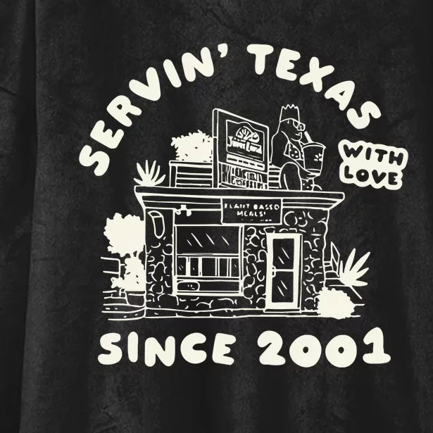 Servin Texas With Love Since 2001 Hooded Wearable Blanket