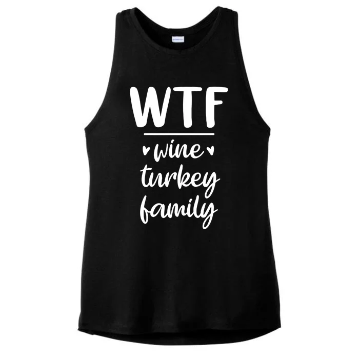 S Thanksgiving Wtf Wine Turkey Family Casual Dinner Gift Ladies Tri-Blend Wicking Tank