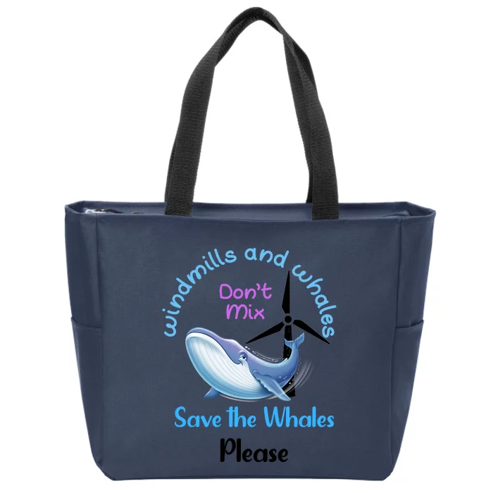 Save The Whales From Windmills In The Sea And Ocean Design Gift Zip Tote Bag