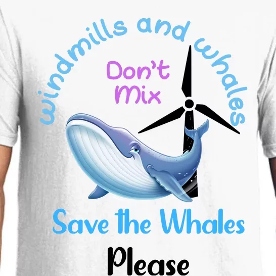 Save The Whales From Windmills In The Sea And Ocean Design Gift Pajama Set