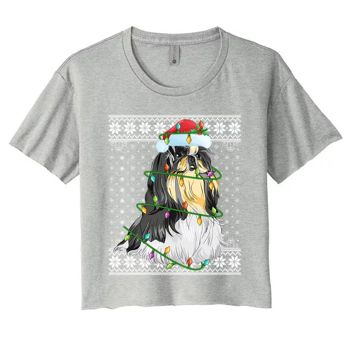 Shih Tzu Xmas Ugly Sweater Lighting Shih Tzu Dog Christmas Meaningful Gift Women's Crop Top Tee