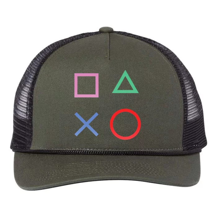 Square Triangle X And Circle Shape Retro Rope Trucker Hat Cap