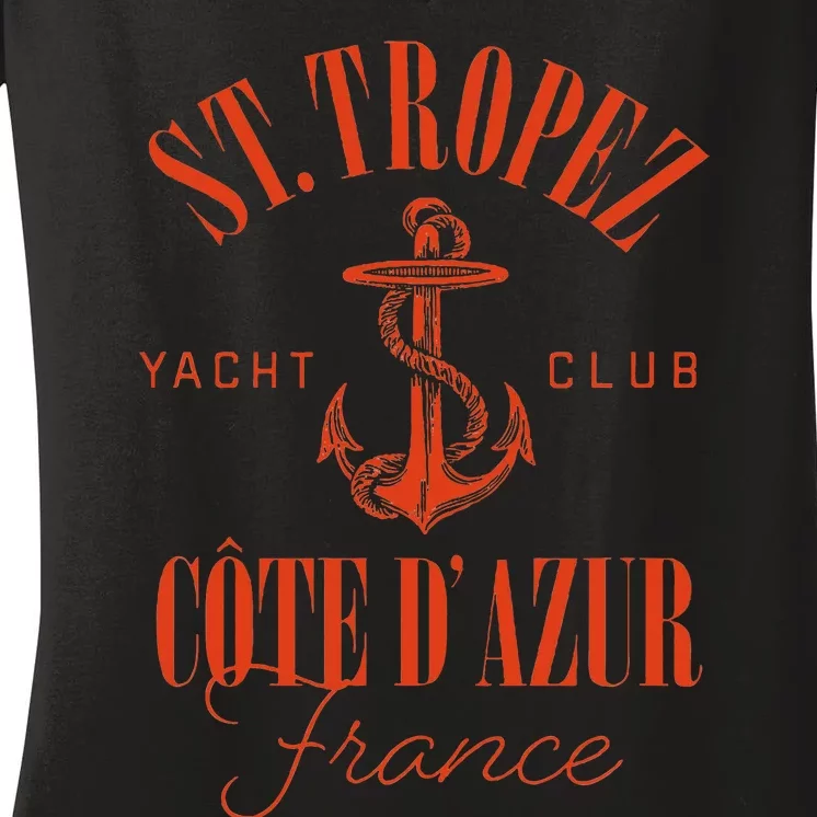 St Tropez Yacht Club CôTe DAzur France Vacation Destination Women's V-Neck T-Shirt