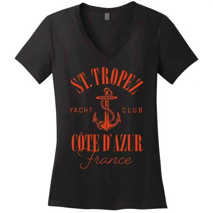 St Tropez Yacht Club CôTe DAzur France Vacation Destination Women's V-Neck T-Shirt