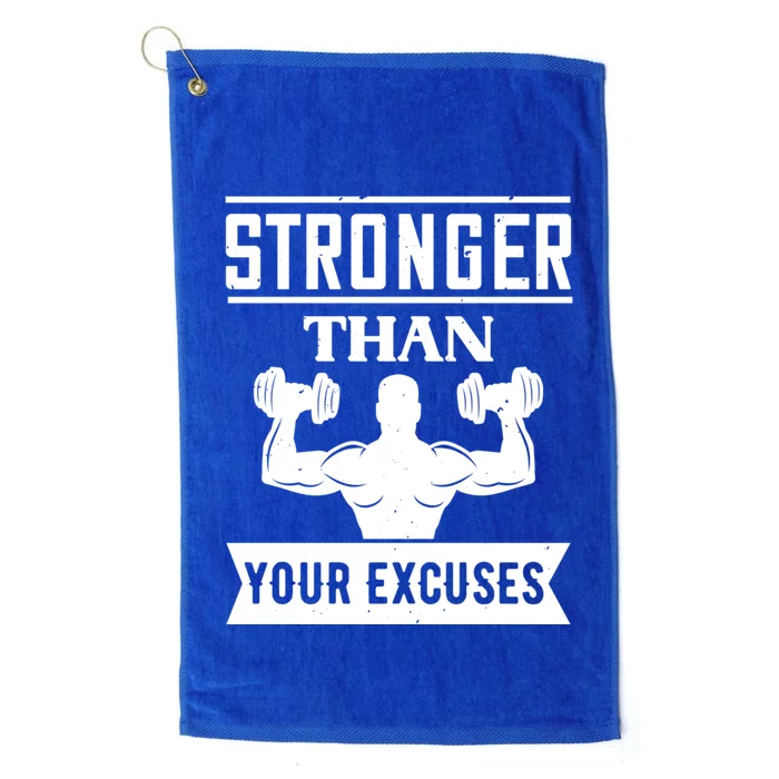 Stronger Than Your Excuses Funny Gym Workout Gift Platinum Collection Golf Towel