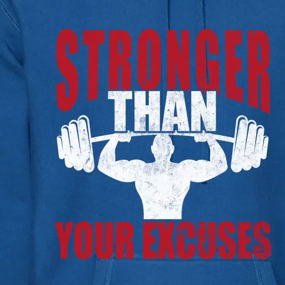 Stronger Than Your Excuses Bodybuilding Meaningful Gift Premium Hoodie