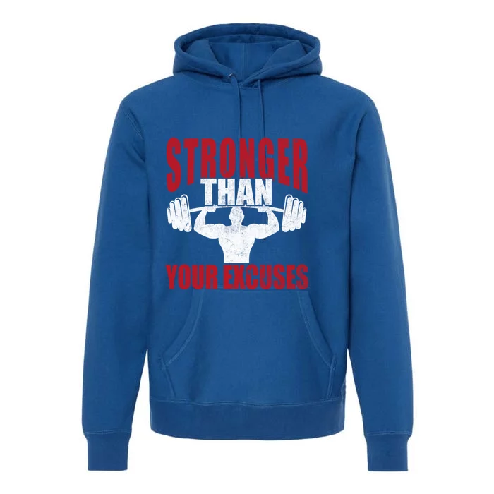 Stronger Than Your Excuses Bodybuilding Meaningful Gift Premium Hoodie