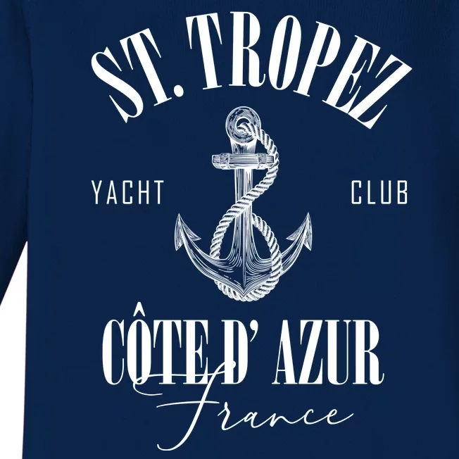 St Tropez Yacht Club Cote Dazur France Vacation Baby Long Sleeve Bodysuit