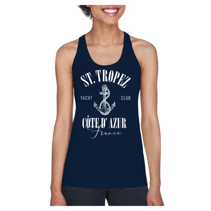 St Tropez Yacht Club Cote Dazur France Vacation Women's Racerback Tank