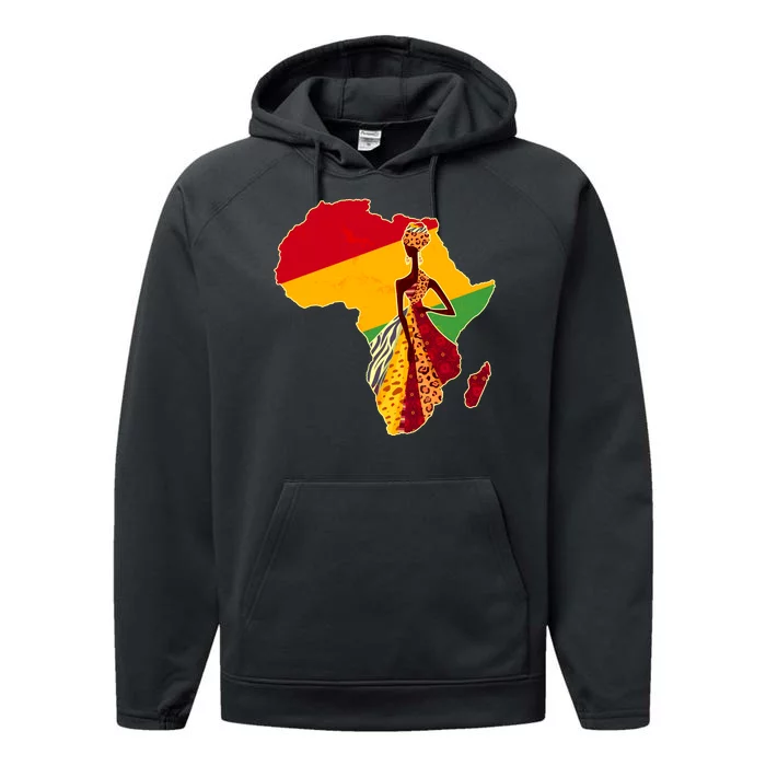 Stylish African Woman In Traditional Clothes Colors Performance Fleece Hoodie