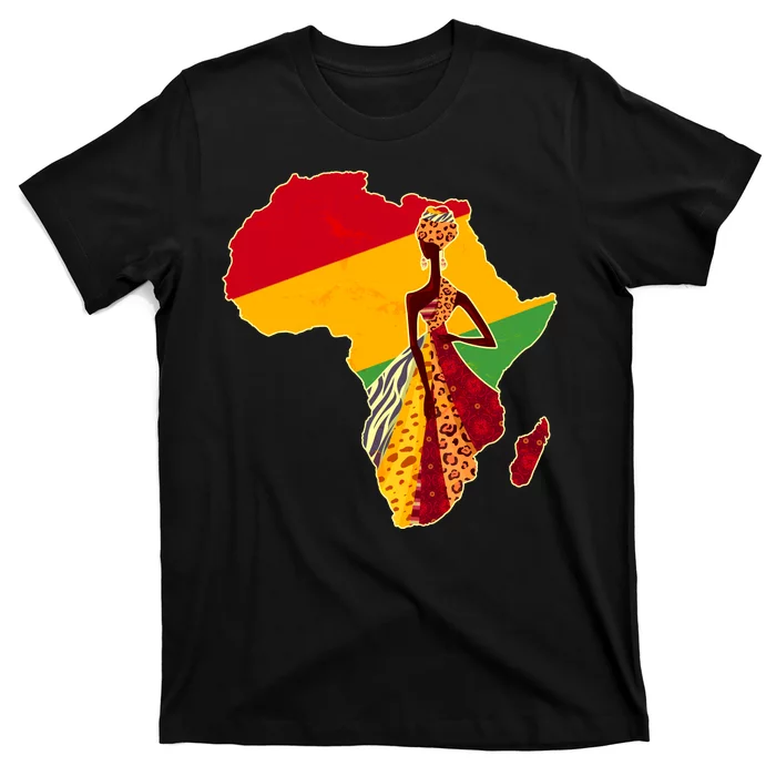 Stylish African Woman In Traditional Clothes Colors T-Shirt