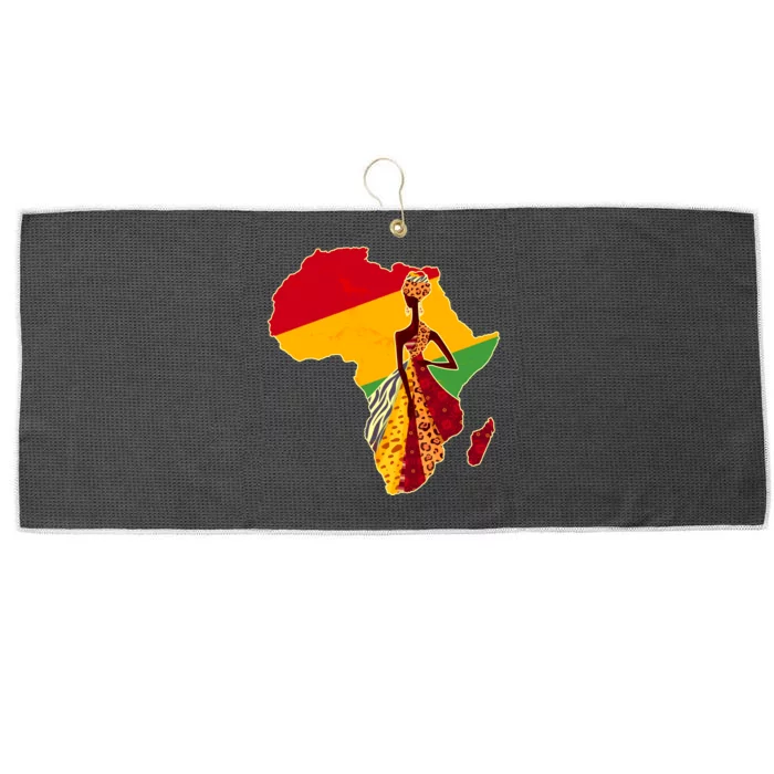 Stylish African Woman In Traditional Clothes Colors Large Microfiber Waffle Golf Towel