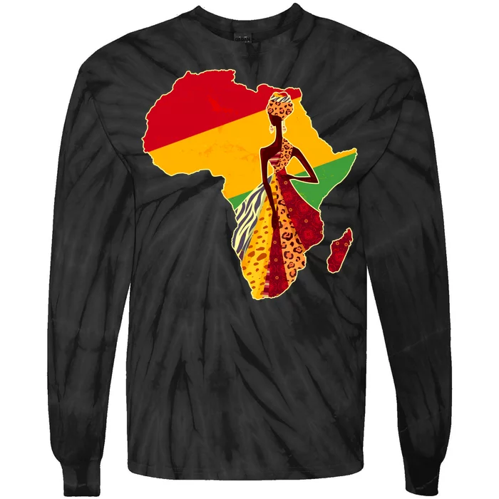 Stylish African Woman In Traditional Clothes Colors Tie-Dye Long Sleeve Shirt