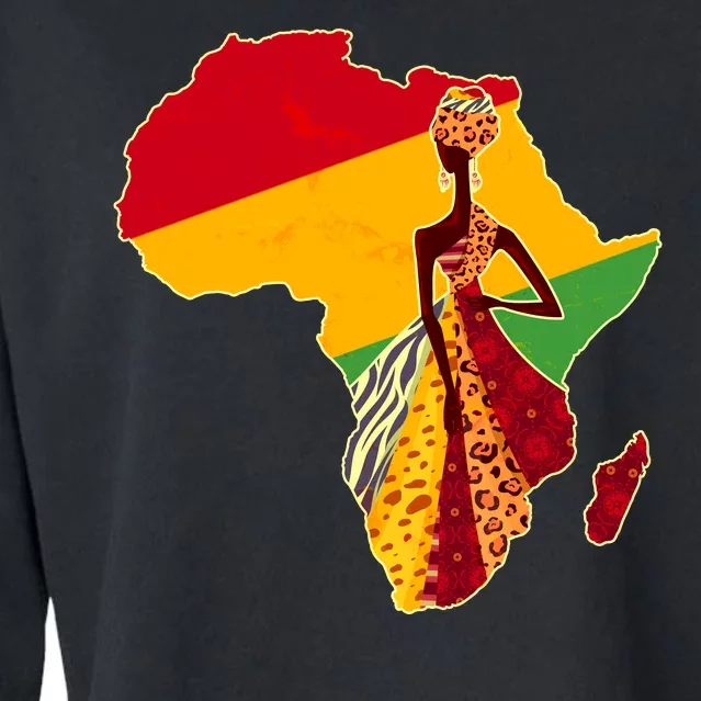 Stylish African Woman In Traditional Clothes Colors Cropped Pullover Crew