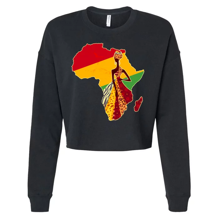 Stylish African Woman In Traditional Clothes Colors Cropped Pullover Crew