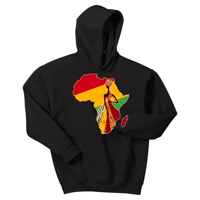 Stylish African Woman In Traditional Clothes Colors Kids Hoodie