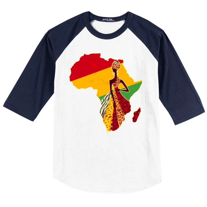 Stylish African Woman In Traditional Clothes Colors Baseball Sleeve Shirt