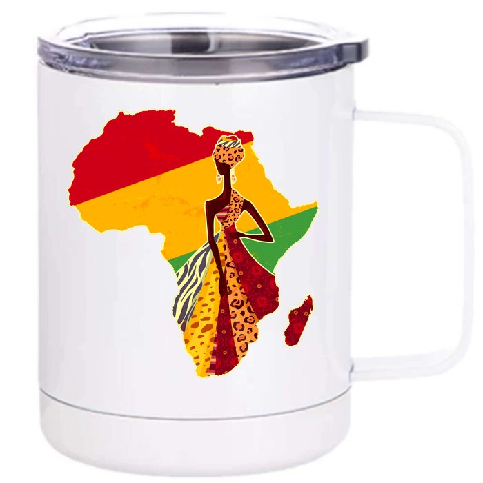 Stylish African Woman In Traditional Clothes Colors Front & Back 12oz Stainless Steel Tumbler Cup