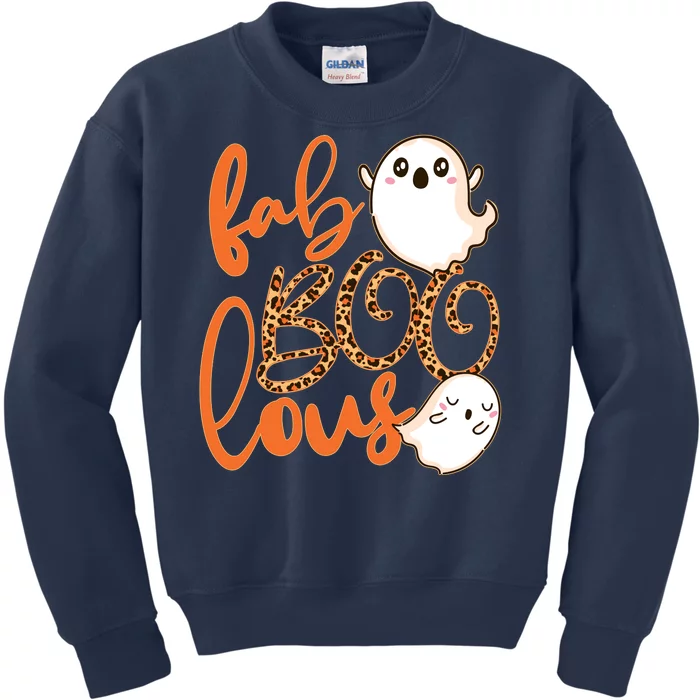 Stylish leopard Halloween Fab-BOO-lous Ghost Kids Sweatshirt