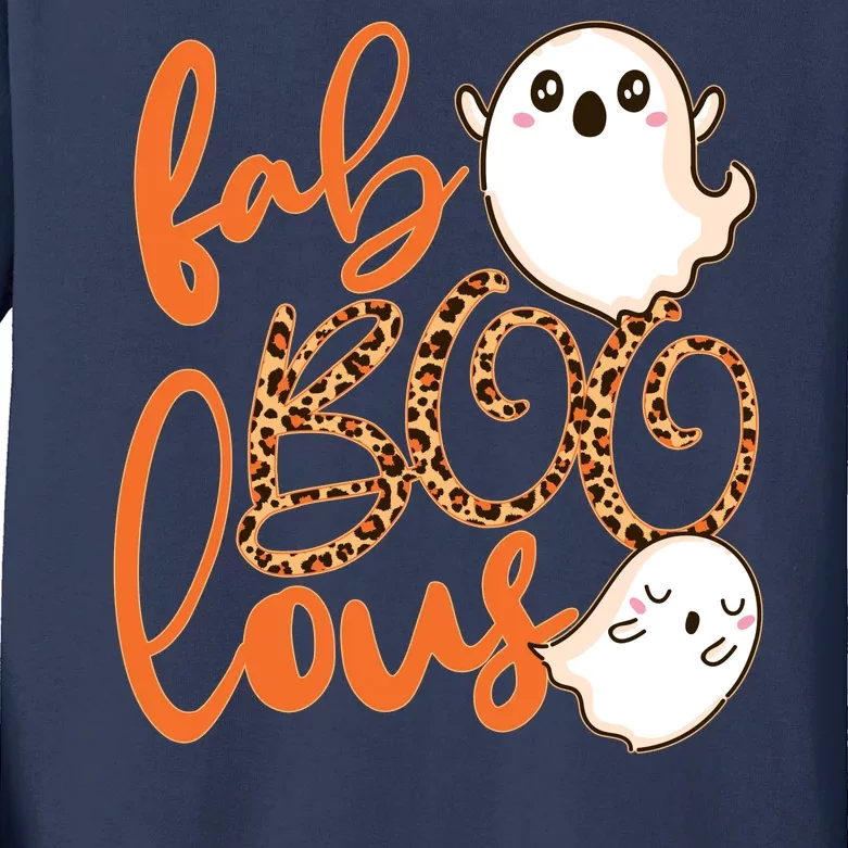 Stylish leopard Halloween Fab-BOO-lous Ghost Kids Long Sleeve Shirt