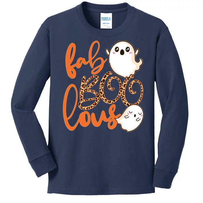 Stylish leopard Halloween Fab-BOO-lous Ghost Kids Long Sleeve Shirt