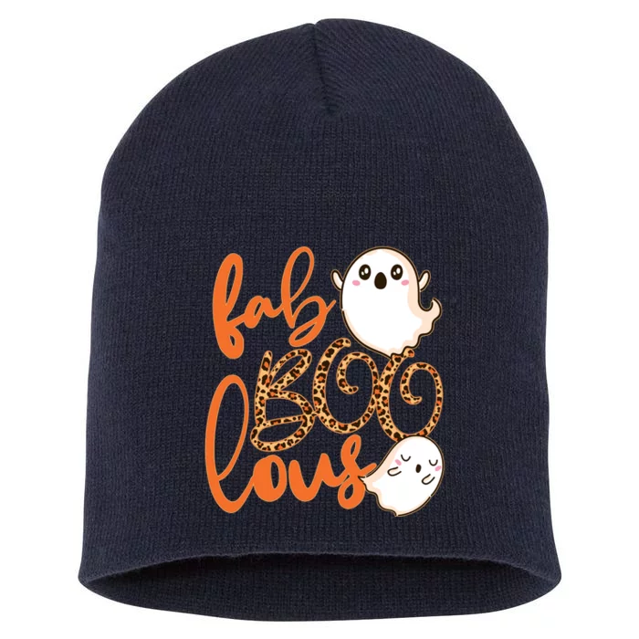 Stylish leopard Halloween Fab-BOO-lous Ghost Short Acrylic Beanie