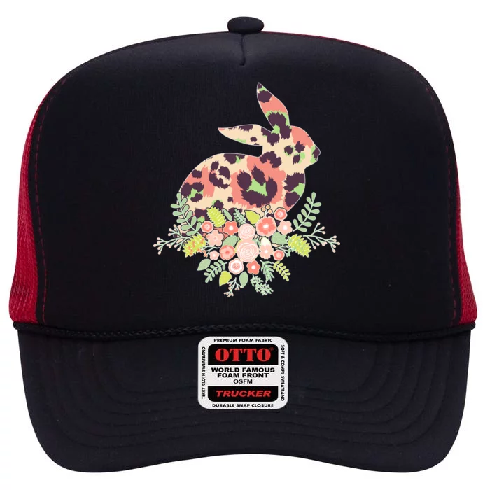 Stylish Leopard Pattern Easter Bunny High Crown Mesh Trucker Hat