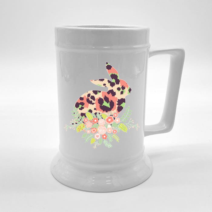 Stylish Leopard Pattern Easter Bunny Front & Back Beer Stein