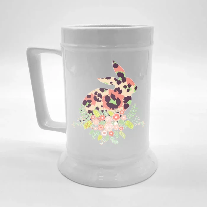 Stylish Leopard Pattern Easter Bunny Front & Back Beer Stein