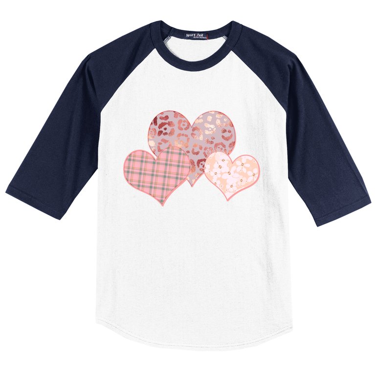Stylish Pattern Hearts Baseball Sleeve Shirt