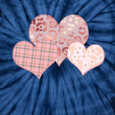 Stylish Pattern Hearts Tie-Dye T-Shirt